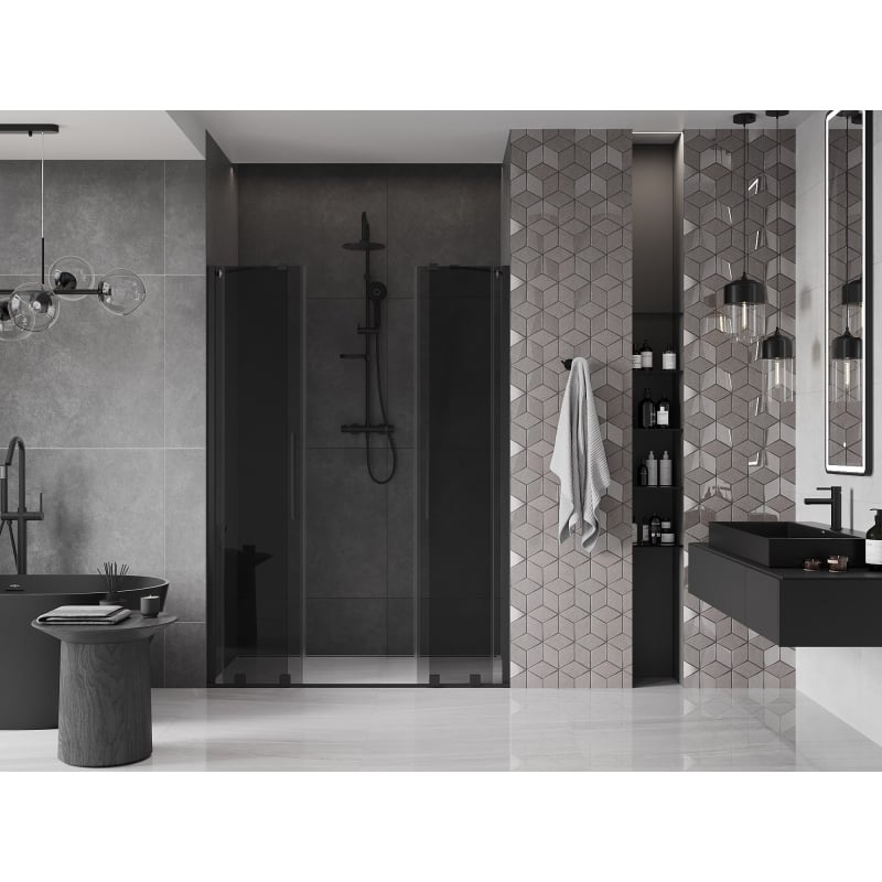 Mexen Velar Duo drzwi prysznicowe rozsuwane 140 cm, grafit, czarne - 871-140-000-42-70