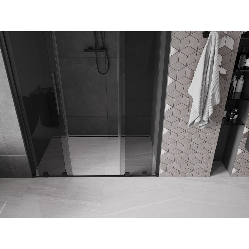 Mexen Velar Duo drzwi prysznicowe rozsuwane 160 cm, grafit, czarne - 871-160-000-42-70