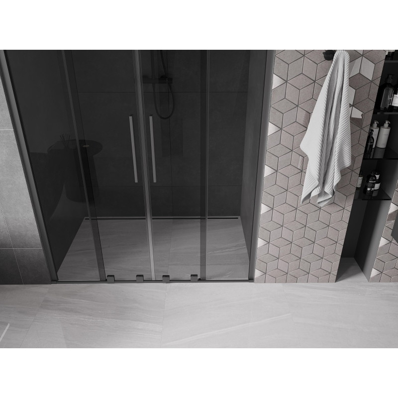 Mexen Velar Duo drzwi prysznicowe rozsuwane 160 cm, grafit, gun metal - 871-160-000-42-95