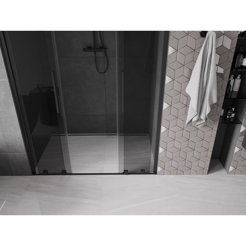 Mexen Velar Duo drzwi prysznicowe rozsuwane 150 cm, grafit, czarne - 871-150-000-42-70