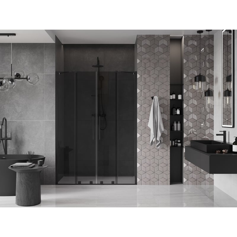 Mexen Velar Duo drzwi prysznicowe rozsuwane 140 cm, grafit, czarne - 871-140-000-42-70