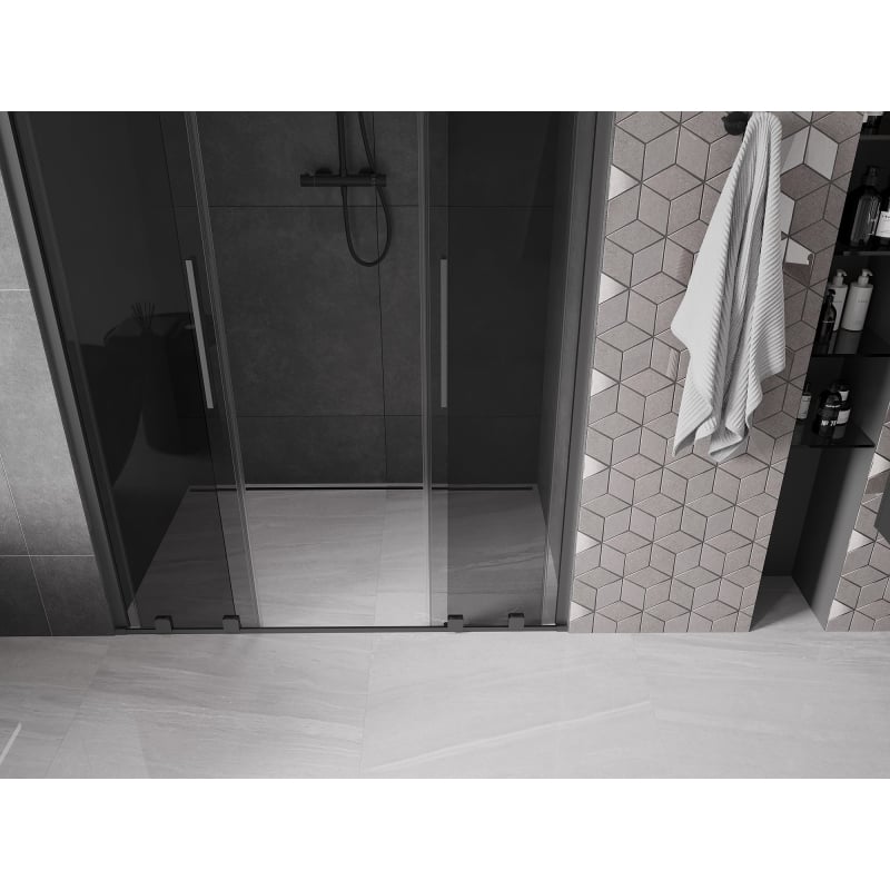 Mexen Velar Duo drzwi prysznicowe rozsuwane 160 cm, grafit, gun metal - 871-160-000-42-95