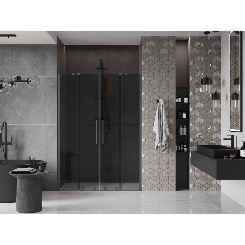 Mexen Velar Duo drzwi prysznicowe rozsuwane 140 cm, grafit, gun metal - 871-140-000-42-95