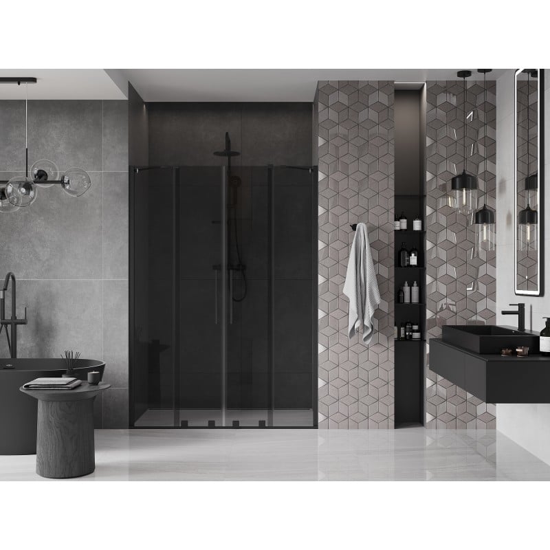 Mexen Velar Duo drzwi prysznicowe rozsuwane 150 cm, grafit, czarne - 871-150-000-42-70