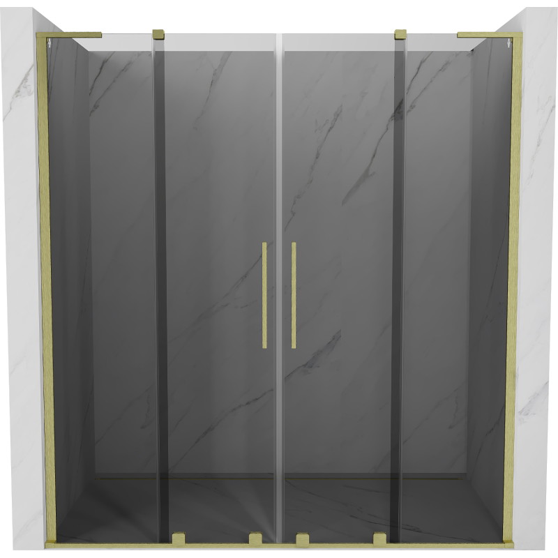 Mexen Velar L Duo drzwi prysznicowe rozsuwane 200 cm, grafit, złote szczotkowane - 871-200-003-42-55