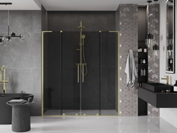 Mexen Velar L Duo drzwi prysznicowe rozsuwane 200 cm, grafit, złote szczotkowane - 871-200-003-42-55
