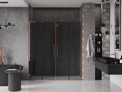 Mexen Velar L Duo drzwi prysznicowe rozsuwane 170 cm, grafit, różowe złoto - 871-170-003-42-60