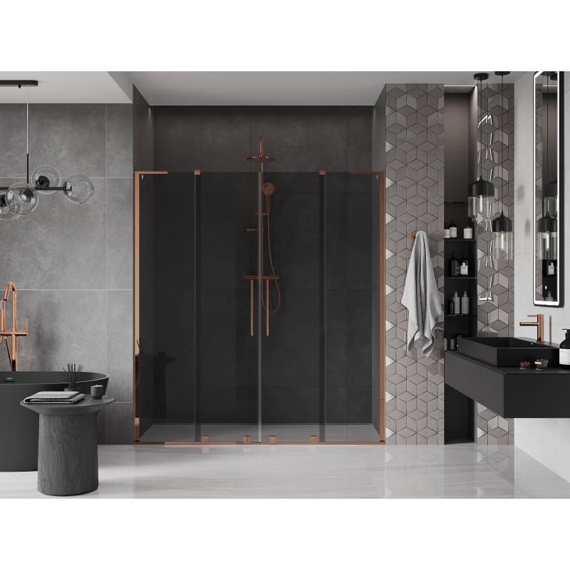 Mexen Velar L Duo drzwi prysznicowe rozsuwane 180 cm, grafit, różowe złoto - 871-180-003-42-60