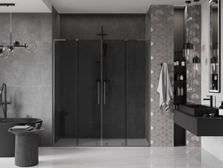 Mexen Velar L Duo drzwi prysznicowe rozsuwane 170 cm, grafit, gun gray szczotkowany - 871-170-003-42-66