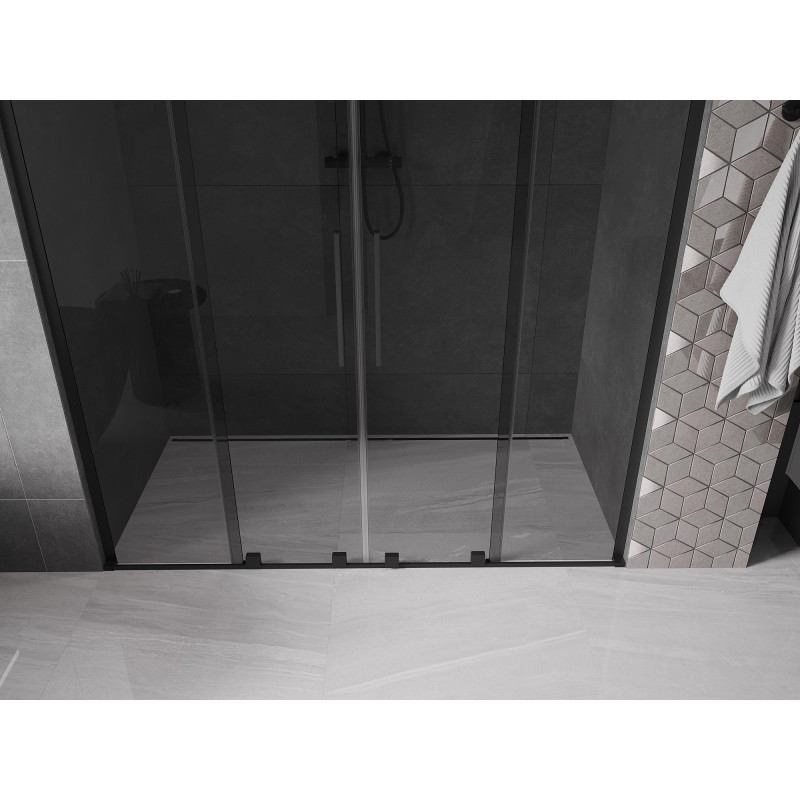 Mexen Velar L Duo drzwi prysznicowe rozsuwane 180 cm, grafit, czarne - 871-180-003-42-70