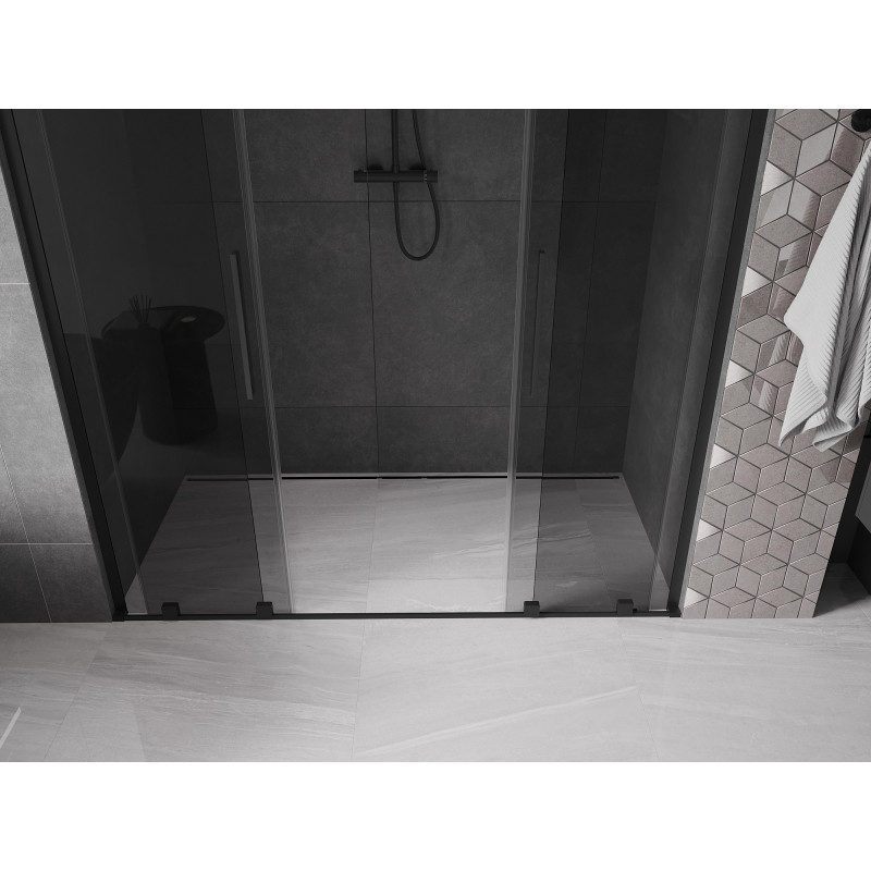 Mexen Velar L Duo drzwi prysznicowe rozsuwane 180 cm, grafit, czarne - 871-180-003-42-70