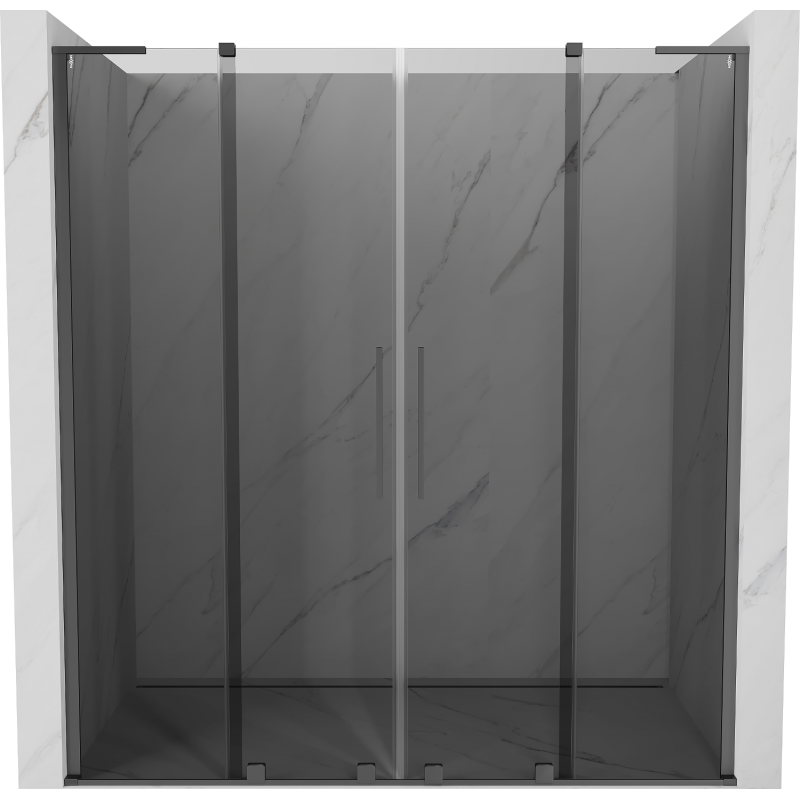 Mexen Velar L Duo drzwi prysznicowe rozsuwane 200 cm, grafit, gun metal - 871-200-003-42-95
