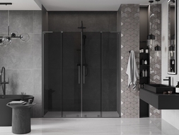 Mexen Velar L Duo drzwi prysznicowe rozsuwane 180 cm, grafit, gun metal - 871-180-003-42-95