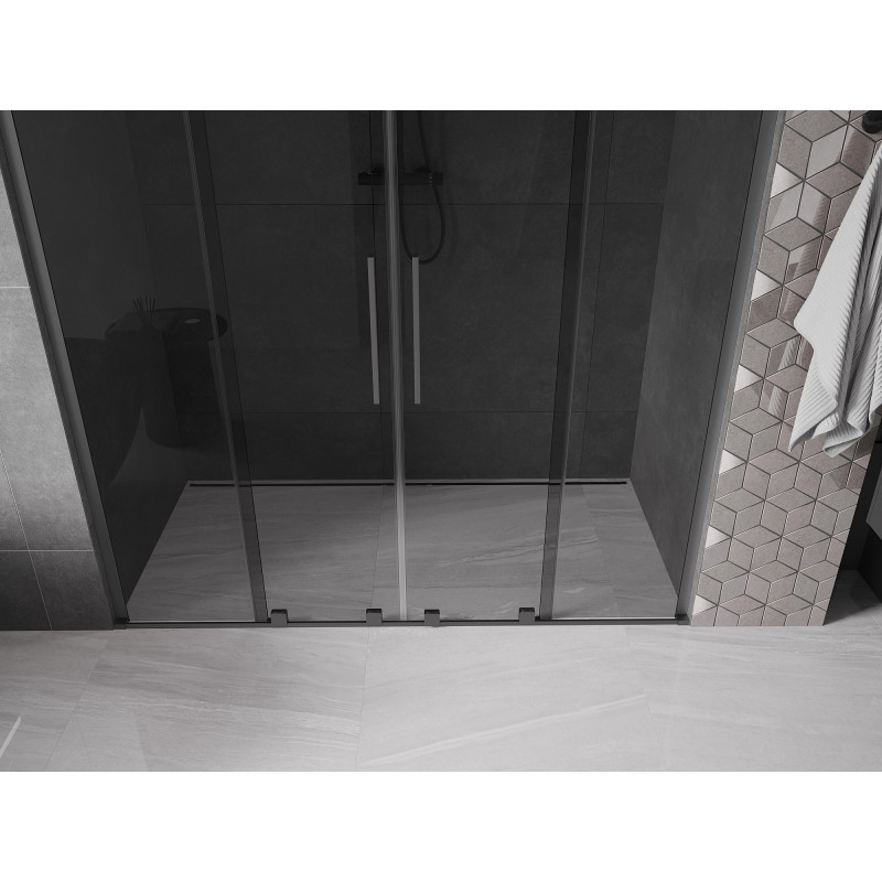 Mexen Velar L Duo drzwi prysznicowe rozsuwane 200 cm, grafit, gun metal - 871-200-003-42-95