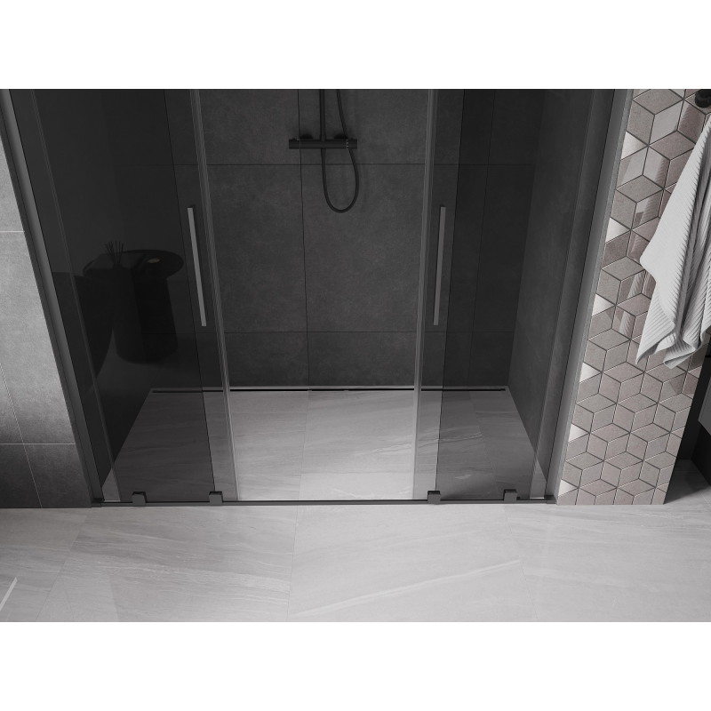 Mexen Velar L Duo drzwi prysznicowe rozsuwane 170 cm, grafit, gun metal - 871-170-003-42-95