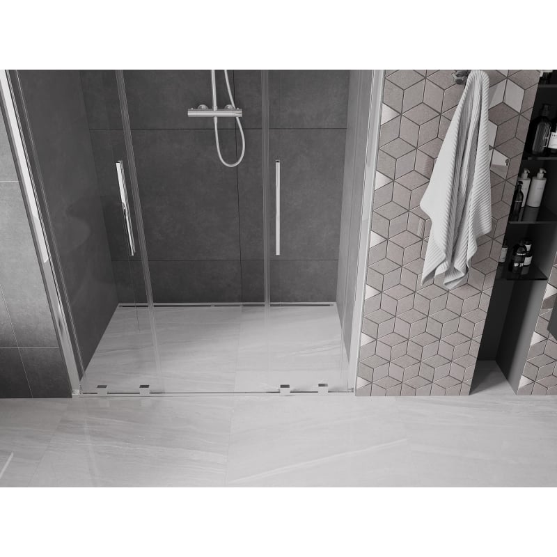 Mexen Velar L Duo drzwi prysznicowe rozsuwane 140 cm, transparent, chrom - 871-140-003-02-01