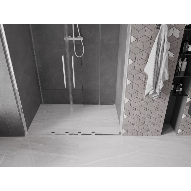 Mexen Velar L Duo drzwi prysznicowe rozsuwane 140 cm, transparent, chrom - 871-140-003-02-01