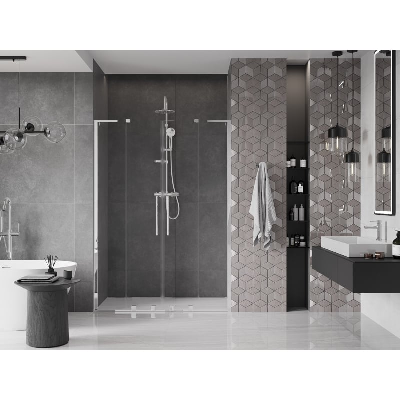 Mexen Velar L Duo drzwi prysznicowe rozsuwane 140 cm, transparent, chrom - 871-140-003-02-01