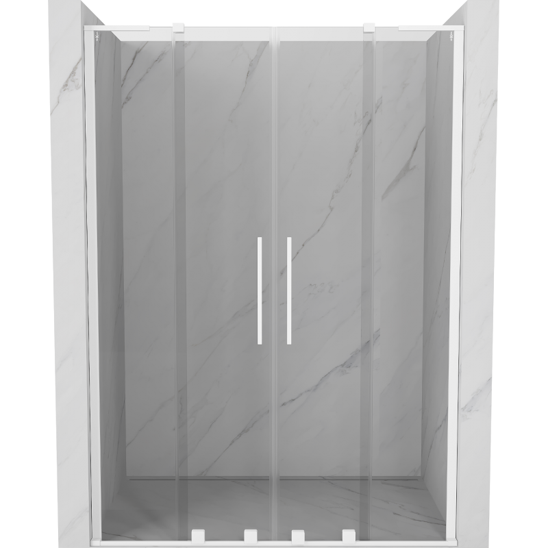 Mexen Velar L Duo drzwi prysznicowe rozsuwane 150 cm, transparent, białe - 871-150-003-02-20