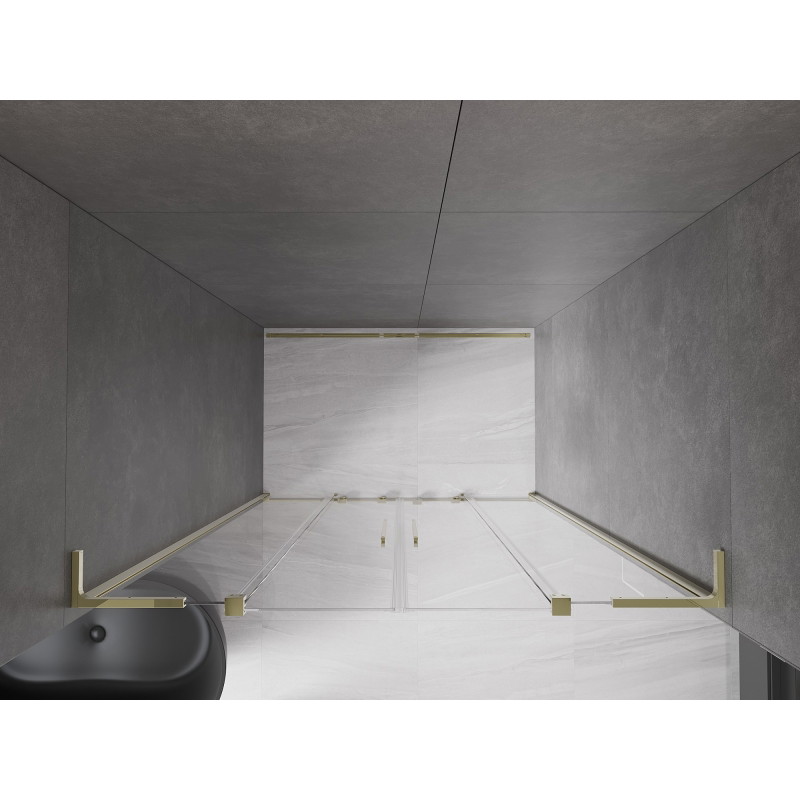 Mexen Velar L Duo drzwi prysznicowe rozsuwane 150 cm, transparent, złote - 871-150-003-02-50