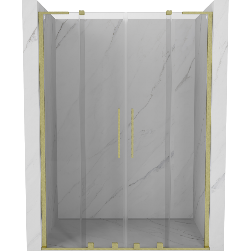 Mexen Velar L Duo drzwi prysznicowe rozsuwane 140 cm, transparent, złote szczotkowane - 871-140-003-02-55