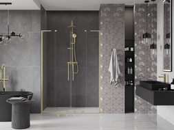 Mexen Velar L Duo drzwi prysznicowe rozsuwane 140 cm, transparent, złote szczotkowane - 871-140-003-02-55