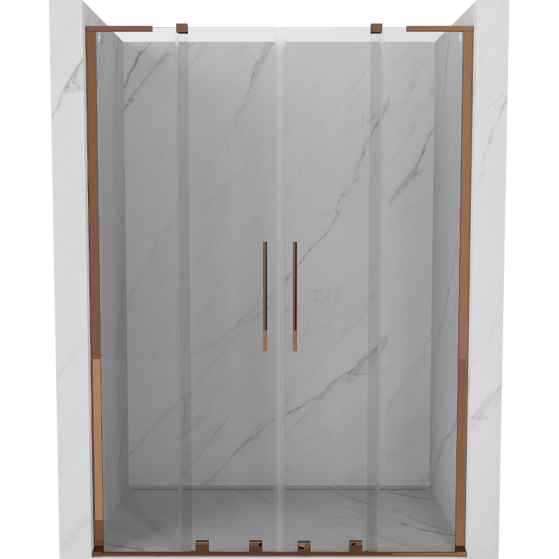 Mexen Velar L Duo drzwi prysznicowe rozsuwane 140 cm, transparent, różowe złoto - 871-140-003-02-60