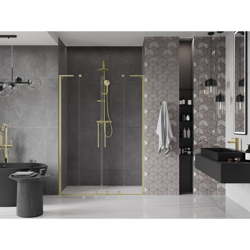 Mexen Velar L Duo drzwi prysznicowe rozsuwane 150 cm, transparent, złote szczotkowane - 871-150-003-02-55