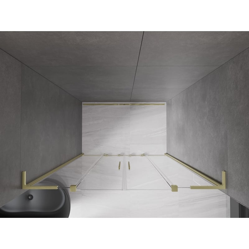 Mexen Velar L Duo drzwi prysznicowe rozsuwane 160 cm, transparent, złote szczotkowane - 871-160-003-02-55