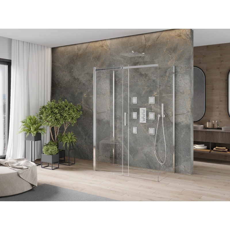 Mexen Omega-3S kabina prysznicowa 3-ścienna, rozsuwana 140 x 80 cm, transparent, chrom - 825-140-080-01-00-3S
