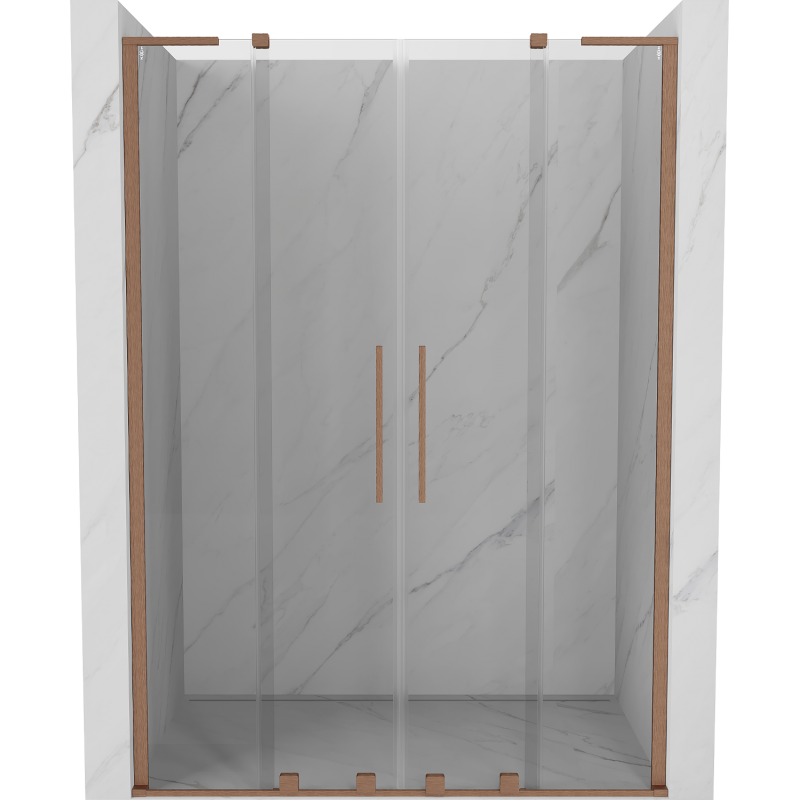 Mexen Velar L Duo drzwi prysznicowe rozsuwane 150 cm, transparent, miedź szczotkowana - 871-150-003-02-65