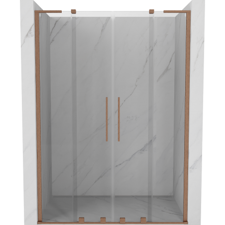 Mexen Velar L Duo drzwi prysznicowe rozsuwane 150 cm, transparent, miedź szczotkowana - 871-150-003-02-65