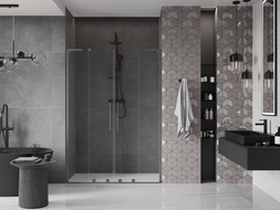 Mexen Velar L Duo drzwi prysznicowe rozsuwane 140 cm, transparent, gun gray szczotkowany - 871-140-003-02-66
