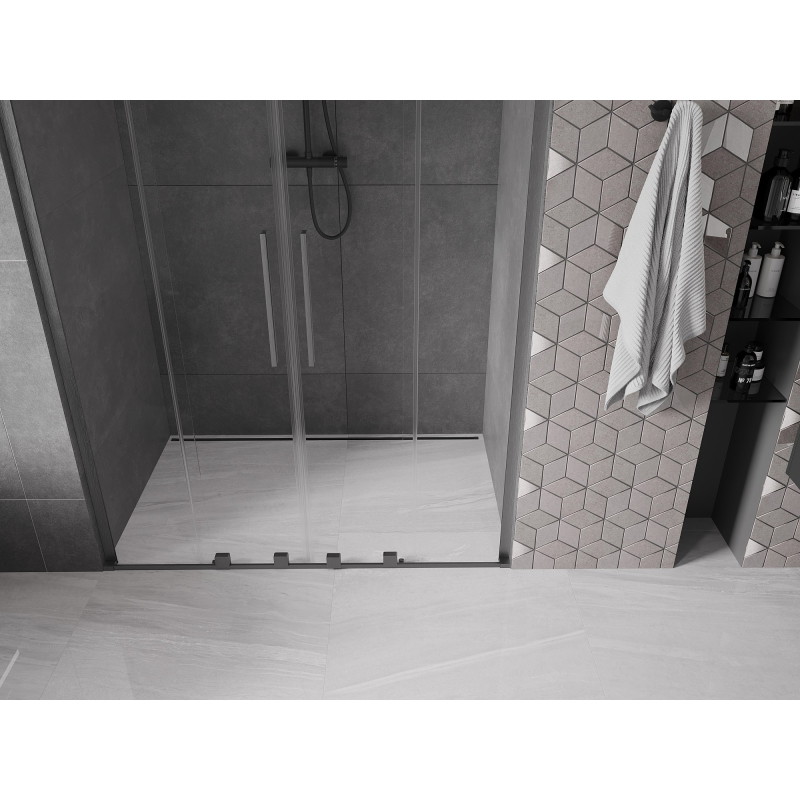Mexen Velar L Duo drzwi prysznicowe rozsuwane 150 cm, transparent, gun gray szczotkowany - 871-150-003-02-66