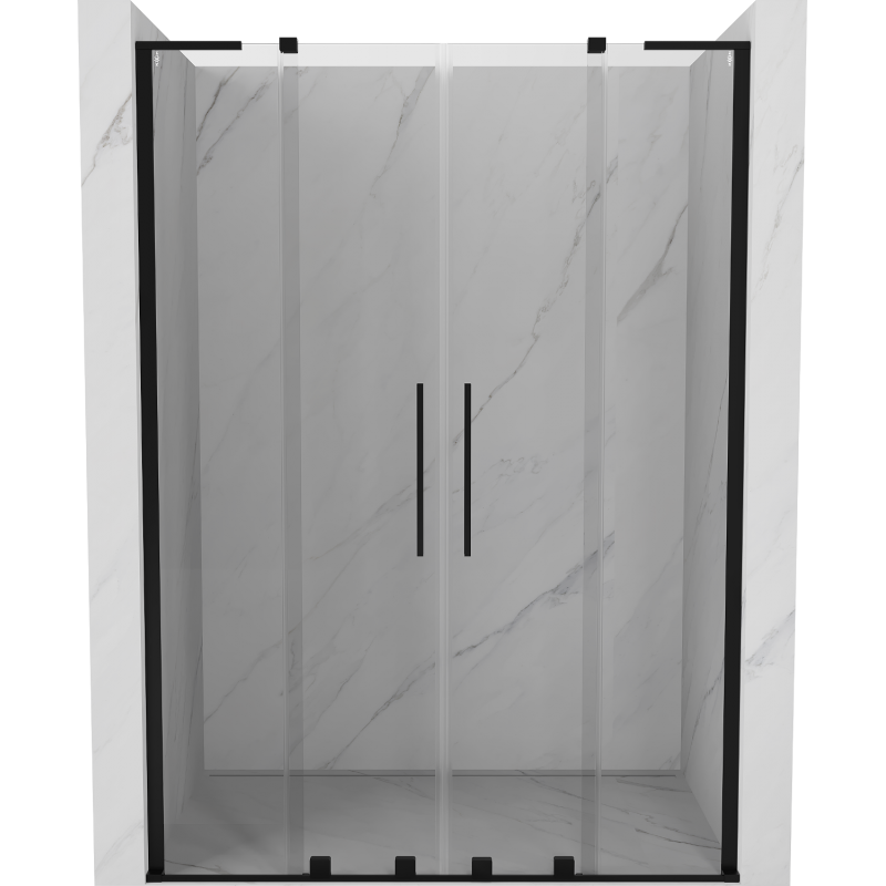 Mexen Velar L Duo drzwi prysznicowe rozsuwane 150 cm, transparent, czarne - 871-150-003-02-70