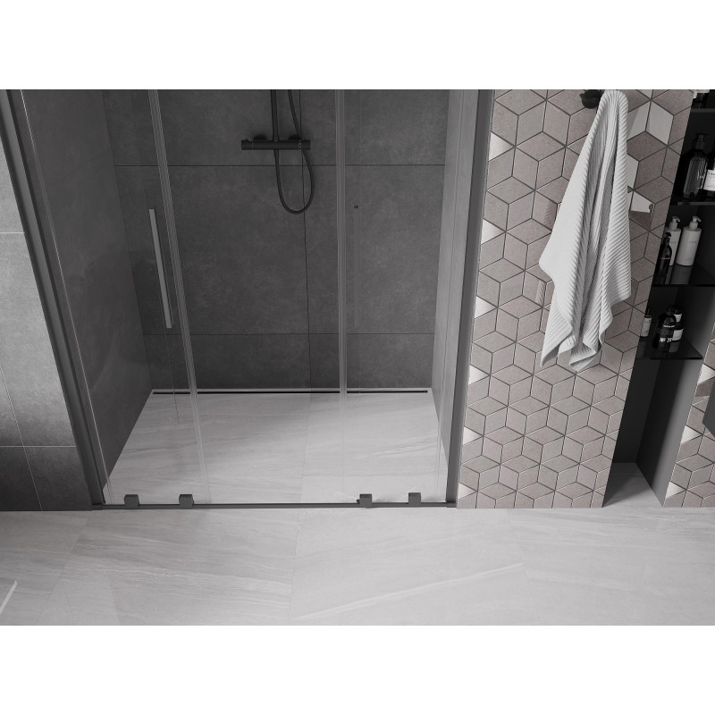 Mexen Velar L Duo drzwi prysznicowe rozsuwane 140 cm, transparent, gun metal - 871-140-003-02-95