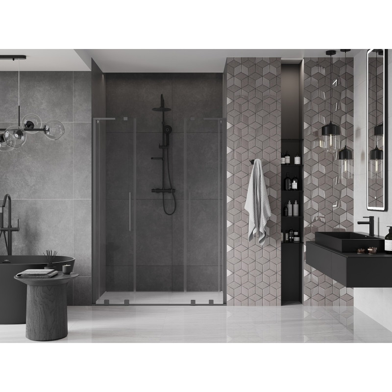 Mexen Velar L Duo drzwi prysznicowe rozsuwane 140 cm, transparent, gun metal - 871-140-003-02-95