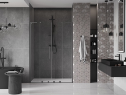 Mexen Velar L Duo drzwi prysznicowe rozsuwane 140 cm, transparent, gun metal - 871-140-003-02-95