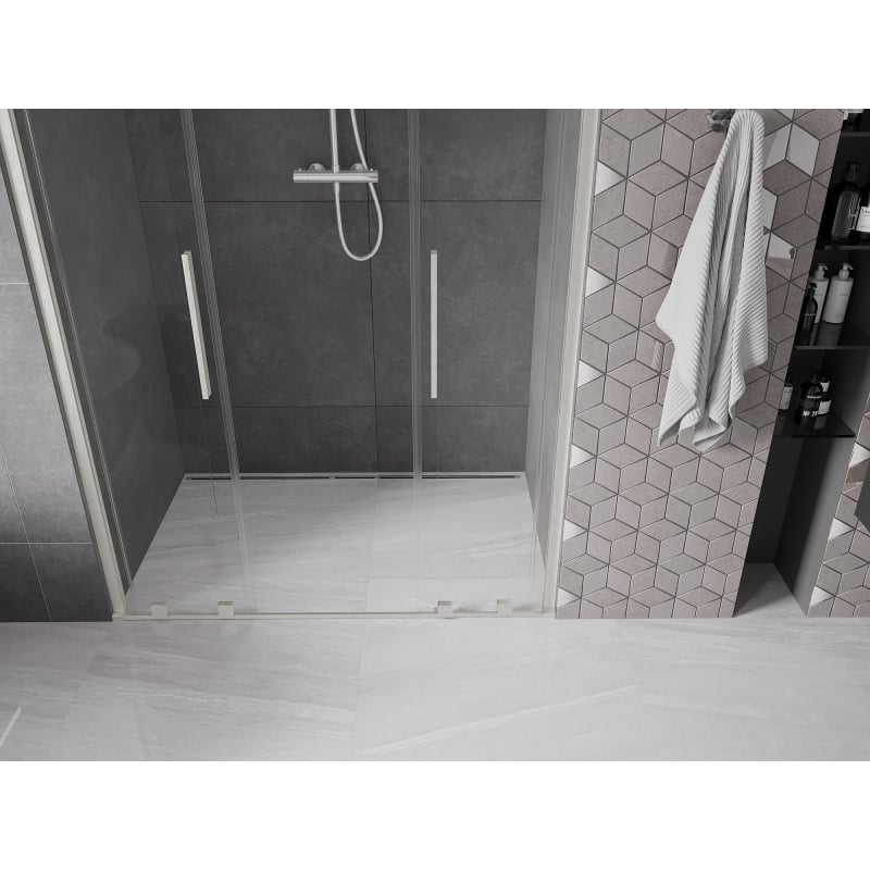 Mexen Velar L Duo drzwi prysznicowe rozsuwane 150 cm, transparent, nikiel szczotkowany - 871-150-003-02-97