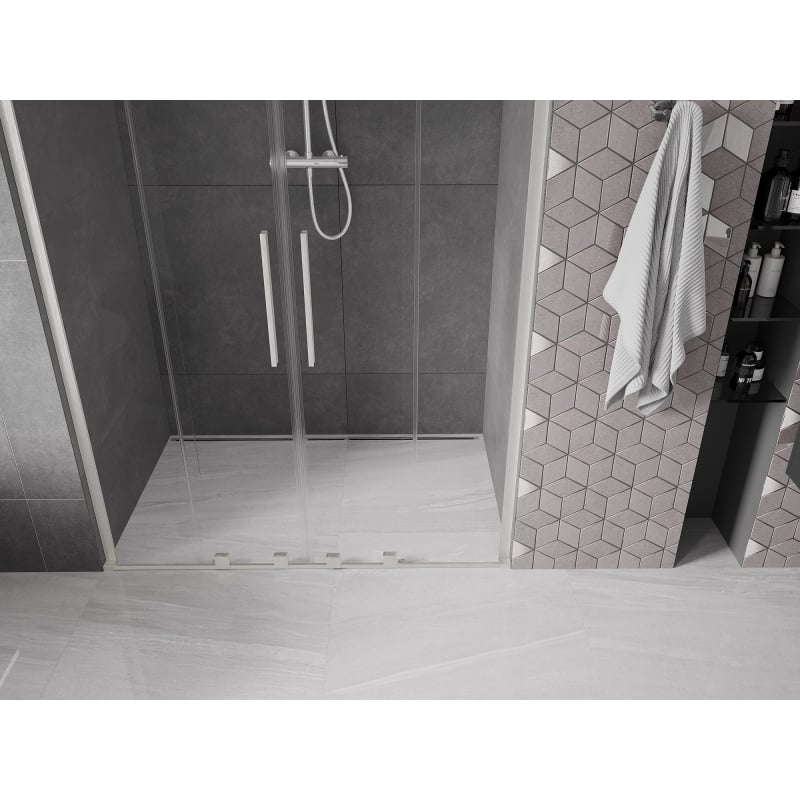 Mexen Velar L Duo drzwi prysznicowe rozsuwane 150 cm, transparent, nikiel szczotkowany - 871-150-003-02-97