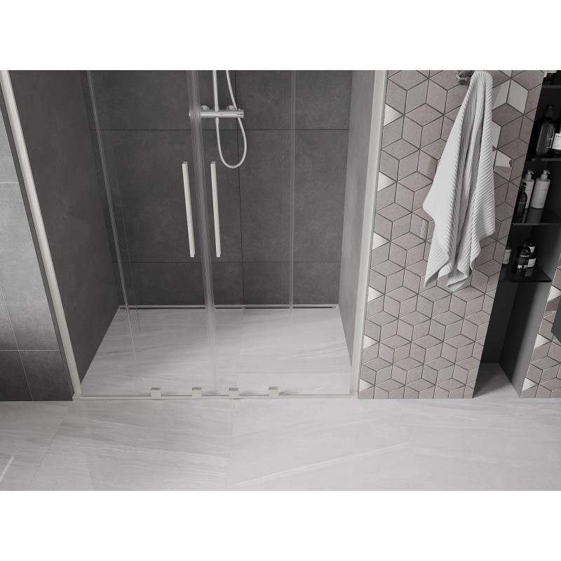 Mexen Velar L Duo drzwi prysznicowe rozsuwane 160 cm, transparent, nikiel szczotkowany - 871-160-003-02-97