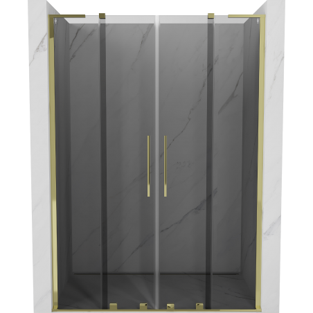 Mexen Velar L Duo drzwi prysznicowe rozsuwane 140 cm, grafit, złote - 871-140-003-42-50