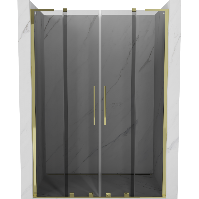 Mexen Velar L Duo drzwi prysznicowe rozsuwane 150 cm, grafit, złote - 871-150-003-42-50