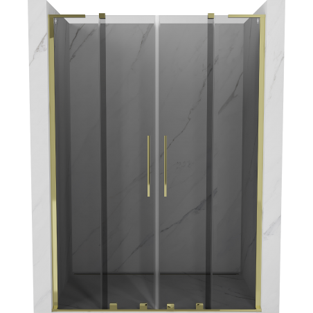 Mexen Velar L Duo drzwi prysznicowe rozsuwane 150 cm, grafit, złote - 871-150-003-42-50