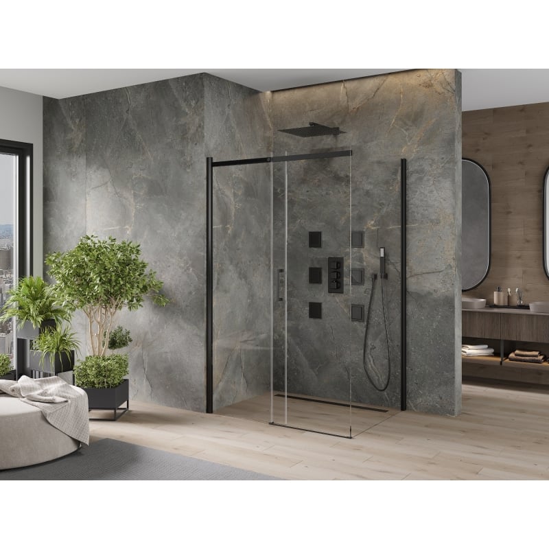 Mexen Omega kabina prysznicowa rozsuwana 100 x 80 cm, transparent, czarna - 825-100-080-70-00