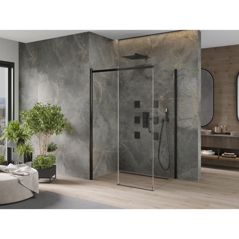 Mexen Omega kabina prysznicowa rozsuwana 100 x 80 cm, transparent, czarna - 825-100-080-70-00