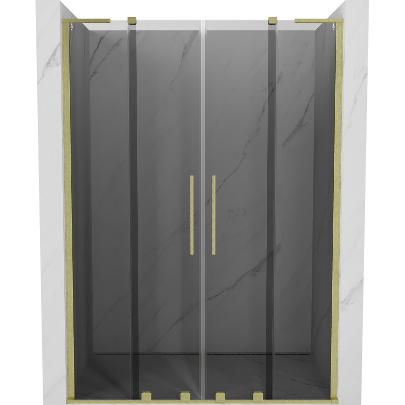 Mexen Velar L Duo drzwi prysznicowe rozsuwane 150 cm, grafit, złote szczotkowane - 871-150-003-42-55