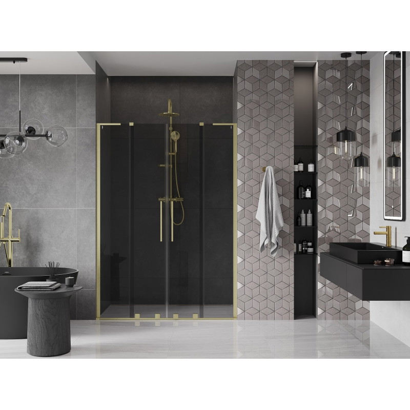 Mexen Velar L Duo drzwi prysznicowe rozsuwane 150 cm, grafit, złote szczotkowane - 871-150-003-42-55