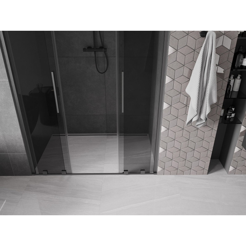 Mexen Velar L Duo drzwi prysznicowe rozsuwane 150 cm, grafit, gun gray szczotkowany - 871-150-003-42-66
