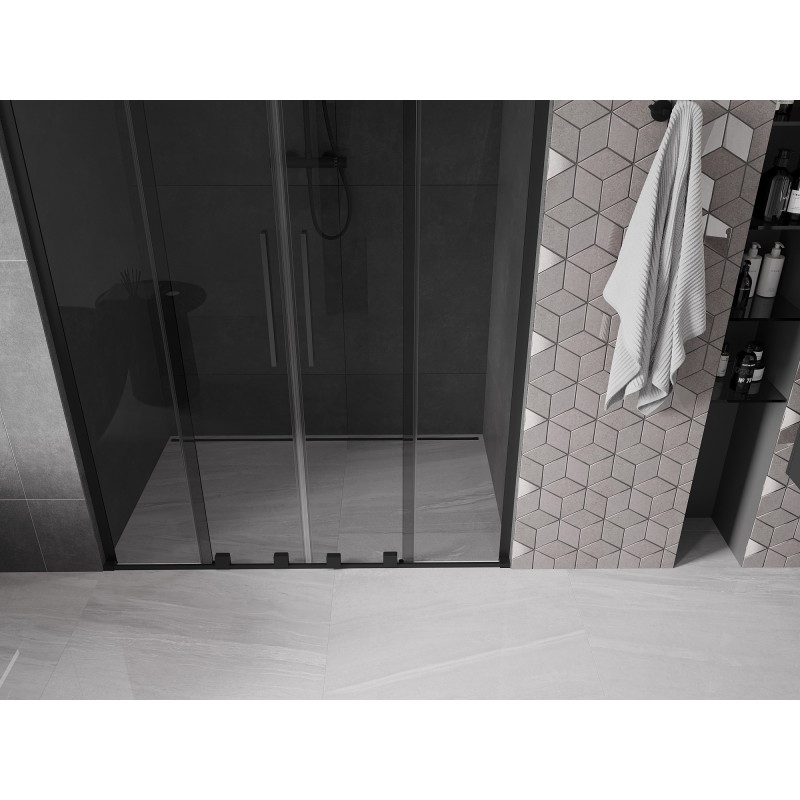 Mexen Velar L Duo drzwi prysznicowe rozsuwane 140 cm, grafit, czarne - 871-140-003-42-70